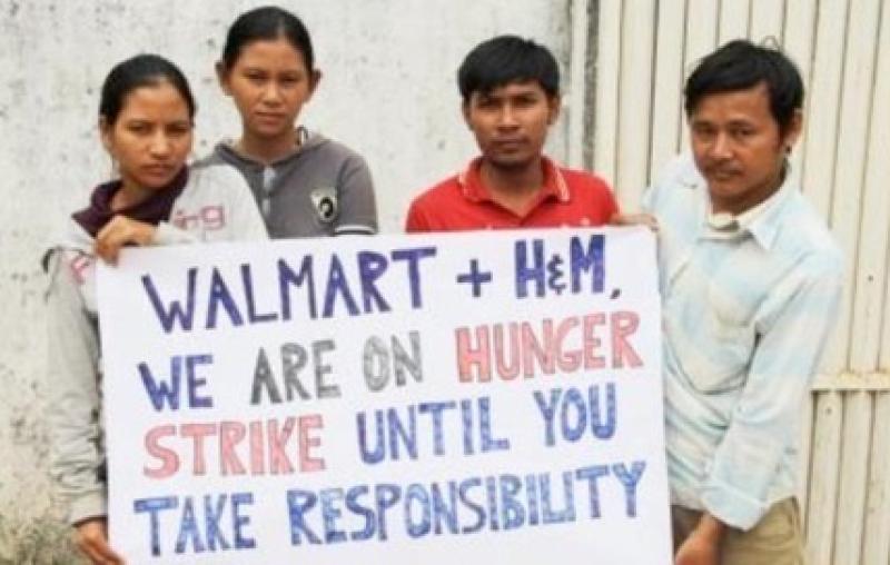 柬埔寨製衣工人絕食抗議沃爾瑪